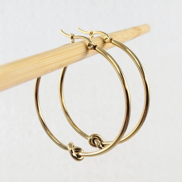 Yellow Gold Knot Hoops